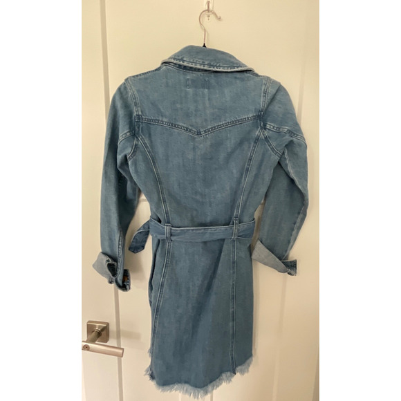 Show Me Your Mumu Denim Jean Dress Longsleeve Dress Belted Raw Hem SMALL NWT - Picture 7 of 7
